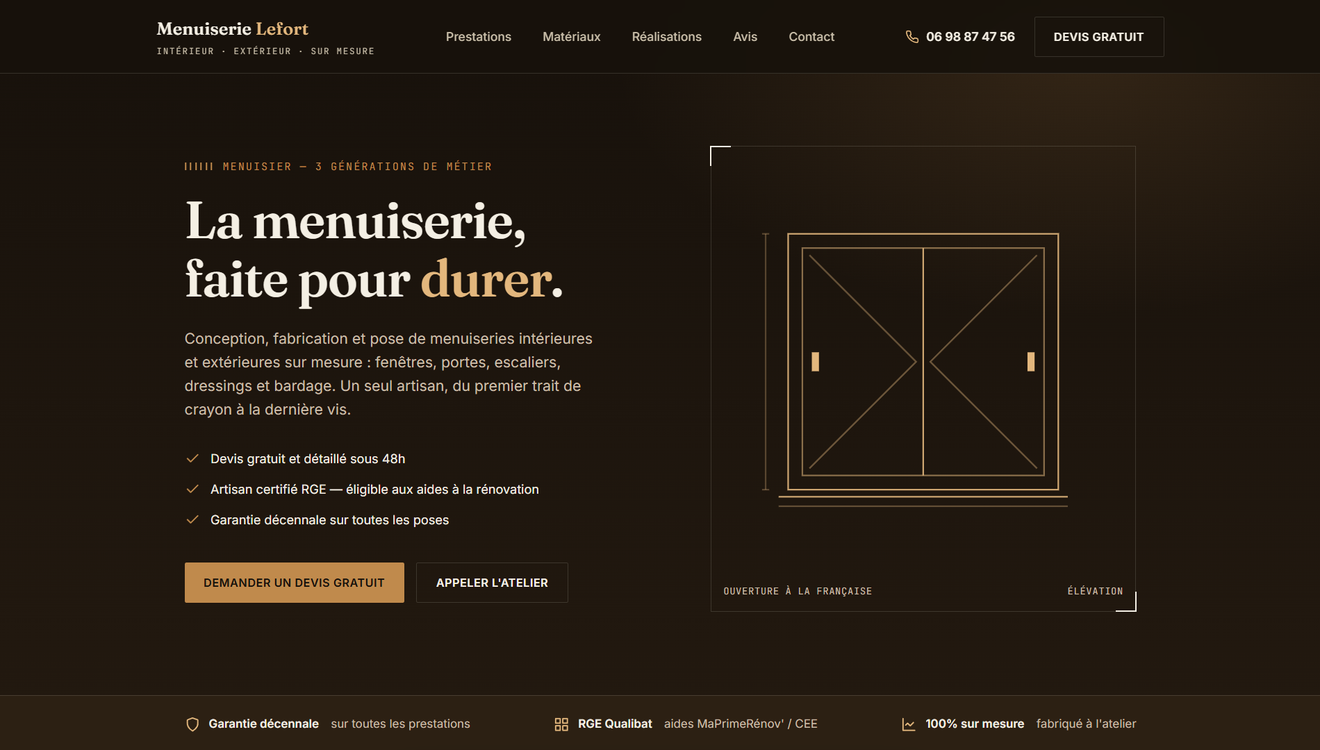 Exemple de site vitrine web pour artisan, électricien, plombier - Artisan Express